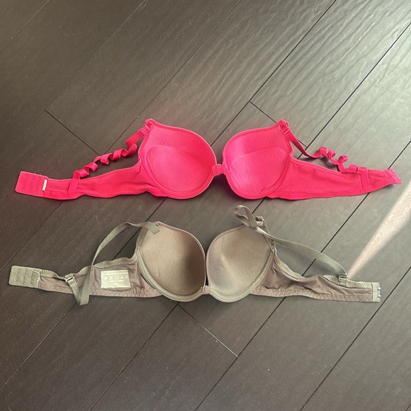 SHEIN 3 push up bras size M/ 80B fit like a 32/34B cup in pink, slate & nude EUC - Picture 3 of 8